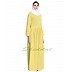 Casual abaya dress with multiple pleats and double sleeves- Lemon Yellow Casual abaya dress with multiple pleats and double sleeves- Lemon Yellow